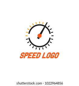 Simple vector tachometer with indicator in green part, speedometer icon, performance measurement symbol