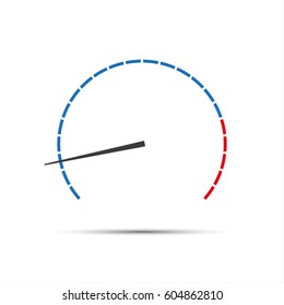 Simple vector tachometer with indicator,  speedometer icon, performance measurement symbol isolated on white background