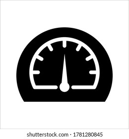 Simple vector tachometer, speedometer icon on white background