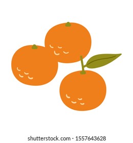 Simple vector tangerine illustration. Flat orange mandarin illustration.