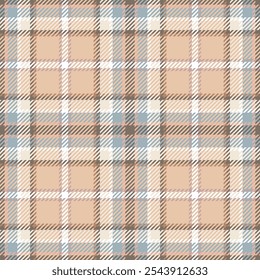 Simple vector tartan design in creamy beige and warm brown colors. Seamless plaid print in pastel colors for men's and home decor fabric