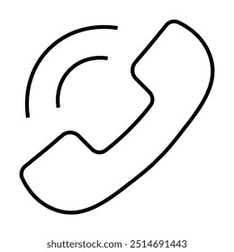 Vector sencillo de un receptor telefónico con ondas sonoras. Ideal para temas de comunicación, tecnología, Servicio al cliente, Asistencia de contactos y telecomunicaciones. Diseño minimalista en blanco y negro.