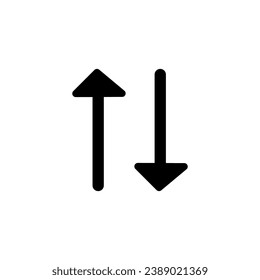 Simple Vector Template Design of Black Two Arrows with Up and Down Directions Isolated on White Background