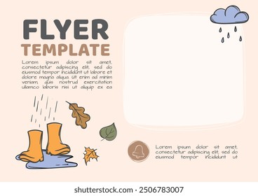 Simple vector template for flyer, banner, handout on the theme of autumn. Design for advertising, sales, announcements
