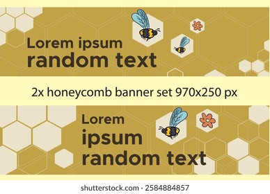 Simple vector template for flyer or poster: honeycomb banner set, advert ready to print