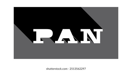 Simple vector text PAN, black background, simple concept.