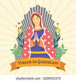 diseño plano de temática simple vectorial para conmemorar la Virgen de Guadalupe. arte premium