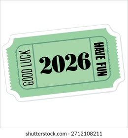Billete de Vector sencillo, feliz año nuevo 2026