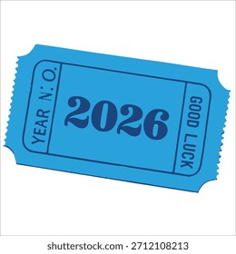 Simple vector ticket, happy new year 2026