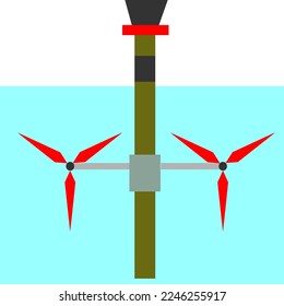 Simple vector of Tidal Power Generation Technology. Suitable for design materials, illustrations or icons