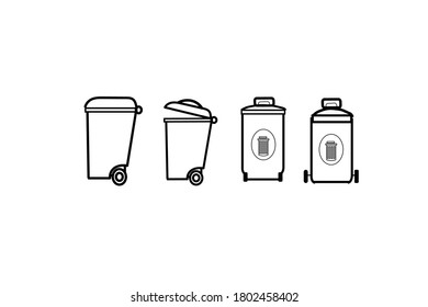 Simple Vector trash cans and wheels