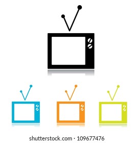 Simple Vector Tv Icon Set.