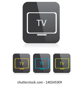 Simple Vector Tv Icon Set.