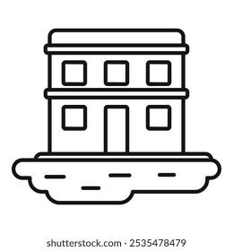 Simple vector of a two storey house floating in the air with a door and windows