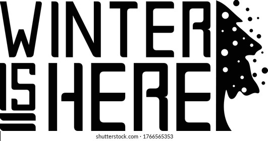 Simple Vector Typography Design of Winter in Black