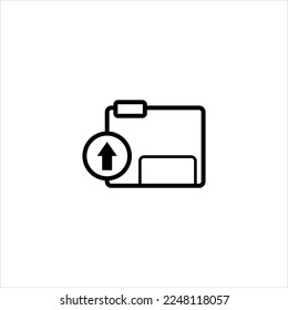 Simple vector upload folder with black and white color and transparent background