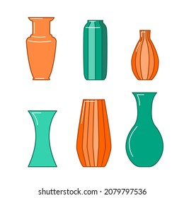 Simple vector vases isolated on white background.