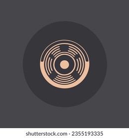 Simple vector vinyl disc logo design, black background