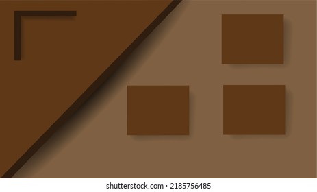 Simple vector wallpaper in shades of brown. 3D effect of two surfaces. Shading. Geometric shapes. To the left, a triangle raised above a flat surface.