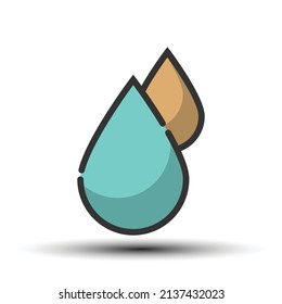 Simple vector water filled line icon, nature and drop rain concept small shadow on the white background