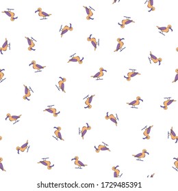 Simple Vector Waterfowl Bird Seamless Repeat Pattern