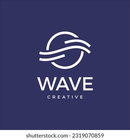 simple vector wave line art logo