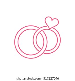 Simple vector wedding rings thin line icon