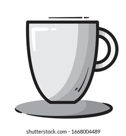 Simple vector whihte coffee cup icon 
full color on white background with cartoon style