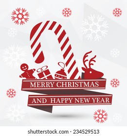 Simple vector white christmas card on gray background - vector