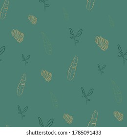 Simple vector white gold tropical banana tree and leaf illustration collection for seamless repeat pattern background texture, perfect for fabric design wrapping scrap booking wallpaper projects