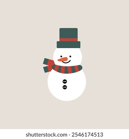 simple vector white snowman with cream background