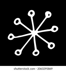 Einfache Vektorgrafik im Winter Weihnachten-Doodle-Stil. Illustration von Händen im Stil der Linienkunst auf schwarzem Hintergrund. Design für Neujahr, Winter, Weihnachten