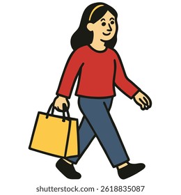 simple vector of a woman shopping