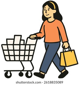 simple vector of a woman shopping