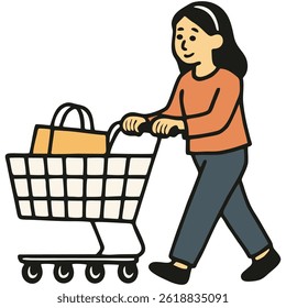 simple vector of a woman shopping