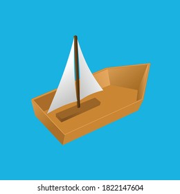 simple vector wooden boat with sails