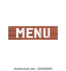 simple vector wooden vector menu board inscribed with white menu in the middle with transparent backgroung