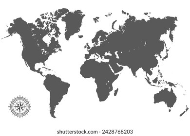 Icono plano del mapa del mundo del vector simple aislado en el fondo blanco.