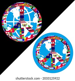 simple vector of world peace day, with all country flags
