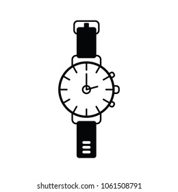 A simple vector wrist watch icon in black and white.