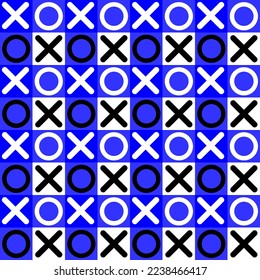 simple vector xo pattern blue and white, cross and circle