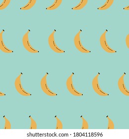Simple vector yellow banana pattern with aqua teal background
