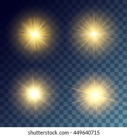 Simple vector yellow suns on transparent background. Release clipping mask for work.