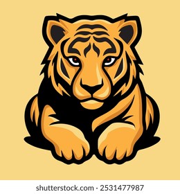 Simple vector yellow tiger on yellow background