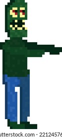 simple vector zombie pixel character for halloween vector on white background
