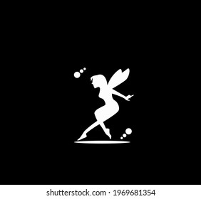fondo negro del logotipo simple de cola de hadas basado en vectores