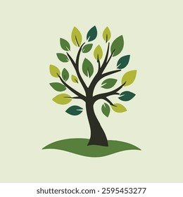 A simple, vector-based tree illustration with green leaves, symbolizing nature, environment, and growth