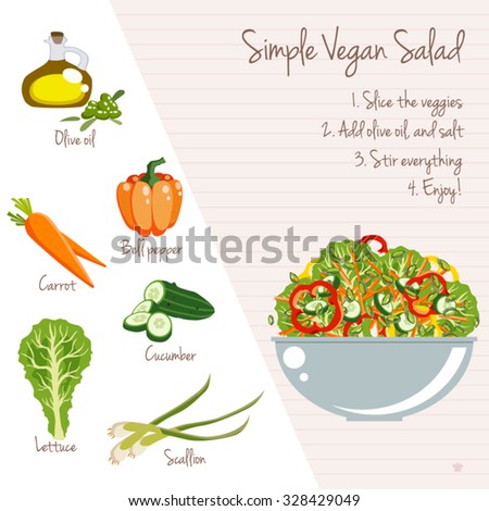 Download Simple Vegan Salad Recipe Layout Food Stock Vector ...