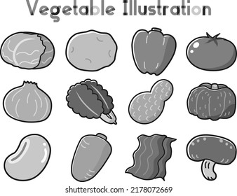 Simple vegetable character illustration set