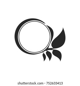 Simple vegetable frame template with leaves. Round frame from leaves.